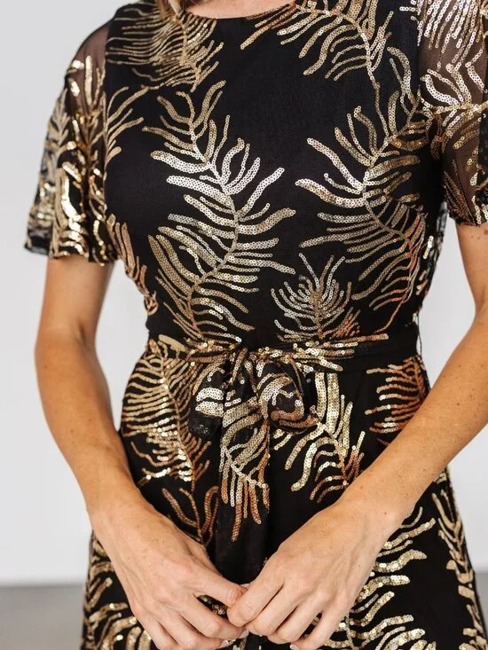 Baltic Born Muse Sequin Maxi Dress | Black + Gold Size XL NEW WITH TAGS - Picture 3 of 8